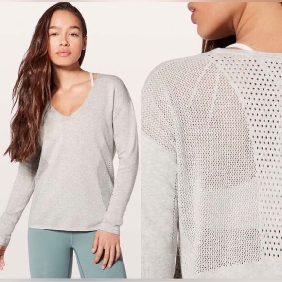 Lululemon Still Movement Sweater Heathered Nimbus Grey Vented size 6 - Picture 1 of 11